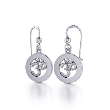Om Meditation Silver Earrings TE1053 - Jewelry